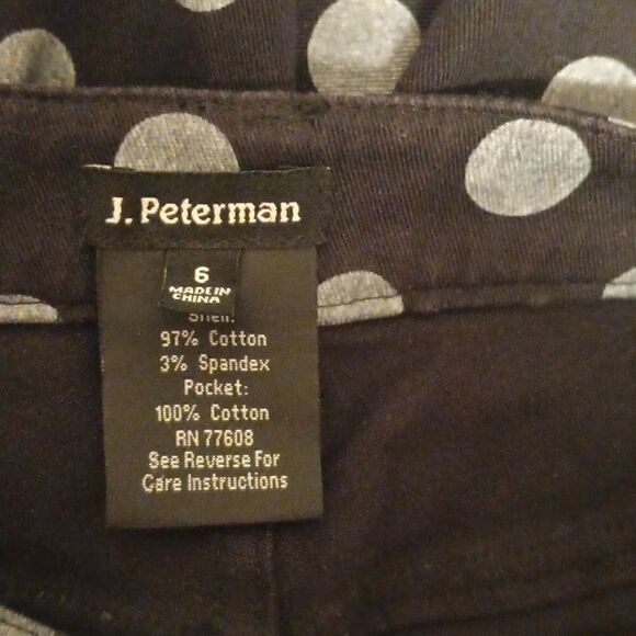 J. Peterman black gray polka dot high waisted wide leg pants jeans size 6 - Picture 6 of 6